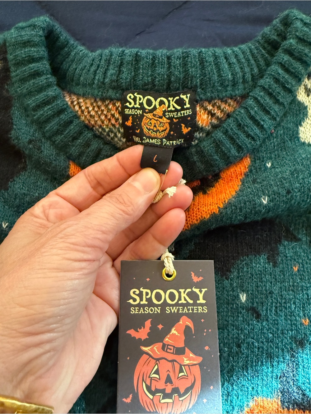 Women’s KJP Kiel James Patrick Wool Knit Halloween Sweater Large NWT - Picture 4 of 5